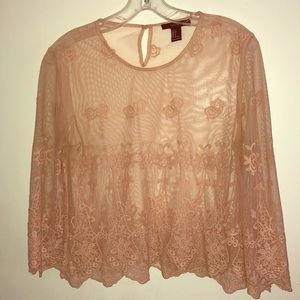 Pink lace crop top